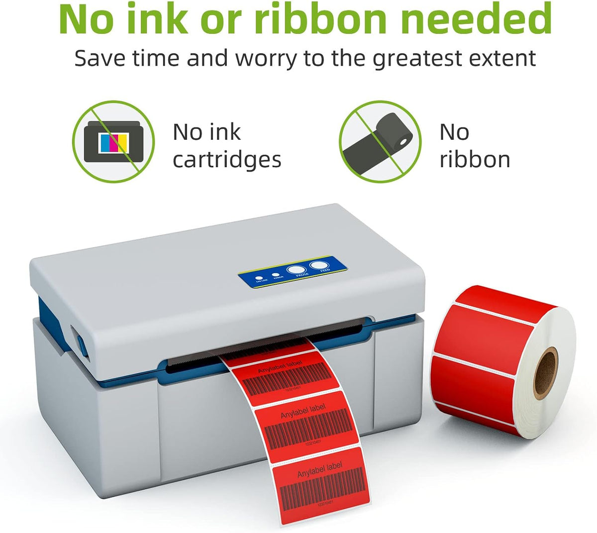 2.25" x 1.25" Red Direct Thermal Labels, Replacement for Self-Adhesive Address Shipping Barcode Thermal Stickers, Compatible with Rollo & Zebra Thermal Label Printer(1 Roll, 1000 Labels) - Image 4