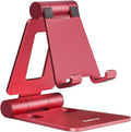 Nulaxy Full Aluminum Dual Folding Cell Phone Stand for Desk, Red | Height Angle Adjustable, Portable, Anti-Slip Base, Fits 18mm Thick Case Smartphone, Nintendo Switch Desk Essential Accessory by Nulaxy
