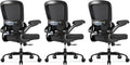 TRALT Ergonomic Office Chair Desk Chair with Adjustable Lumbar Support | Desk Chair Comfy with Flip-up Armrests Ergonomic Chair - Mesh Computer Chairs for Adults, 330lbs, PU Leather (Black, 3) by TRALT