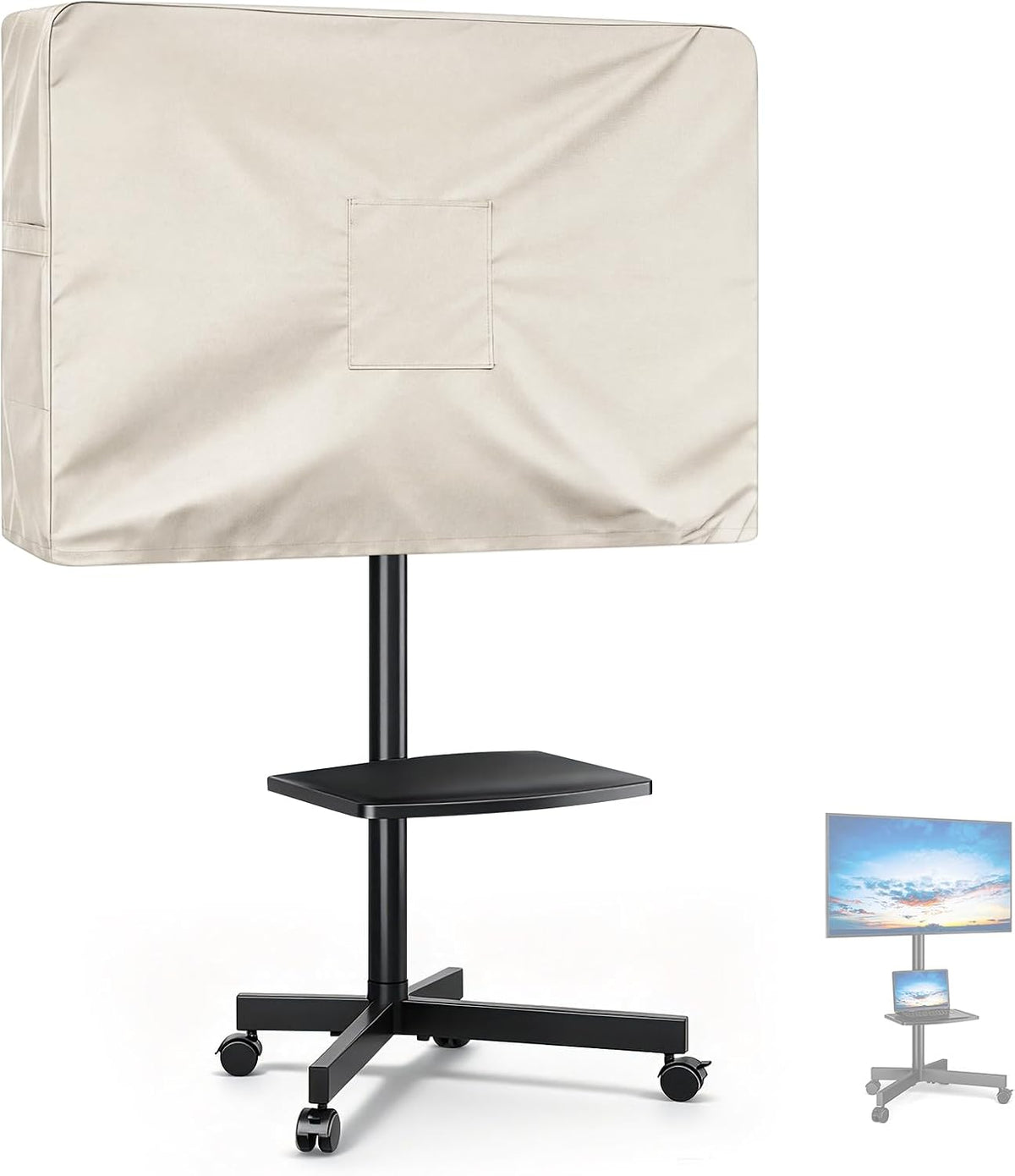 Mobile TV Stand Cover for 50 Inch Mobile TV Cart 44×7×28 In Beige by Andacar