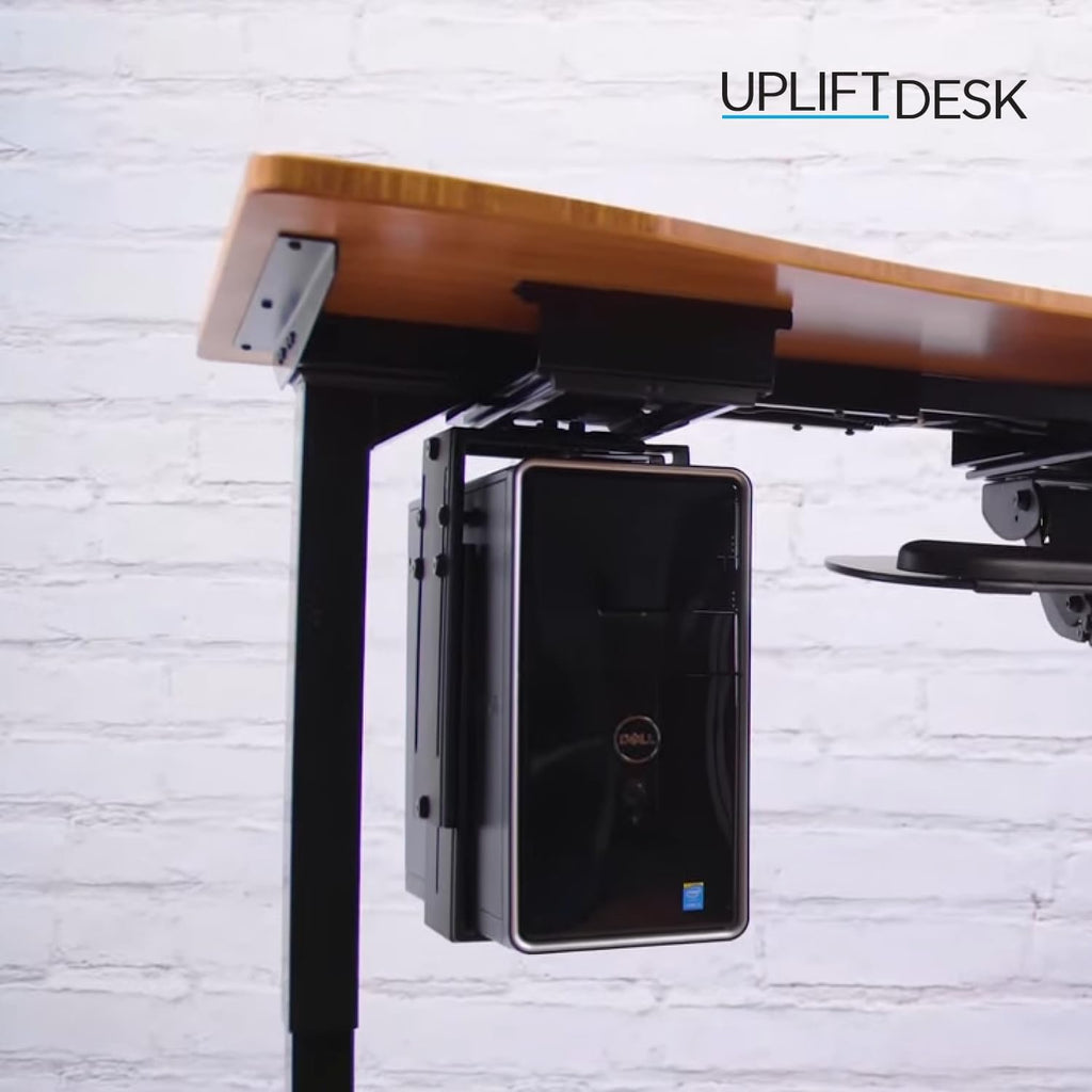 Under Desk PC Mount with Track Spacer – Adjustable CPU Holder with 16" Slide-Out Track & 360° Swivel, 50 lb Capacity PC Holder, Fits Most Desktop Towers, Standing Desks with Crossbars - Image 3