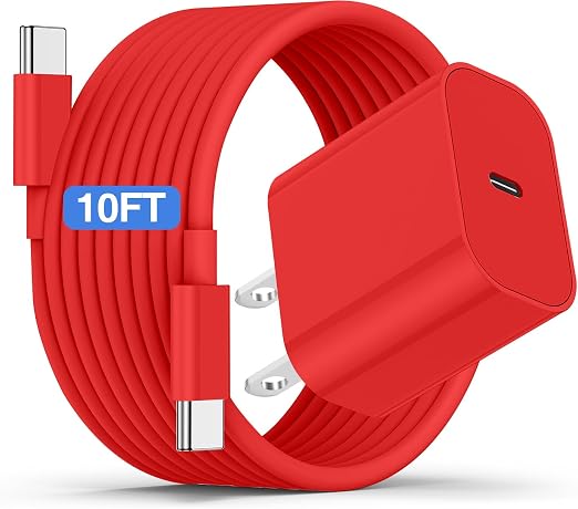 iPhone 17 16 15 Fast Charger and 10ft Type C to C Cable Cord Long, 20W USB C Charging Block Plug for Apple iPhone 17 Pro Max/17 Air/16 Pro/16 Plus/15 Pro/15 Mini/iPad Power Adapter Cube Brick/AirPods by CSXZCOON