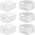 20W Fast Charger for iPhone 17/16/15 with 6FT Cable [3-Pack] | USB-C Wall Charger & C-to-C Cable, Compatible with iPhone 17/16/15 Series, USB-C iPad Pro/Air/Mini & More by CXX