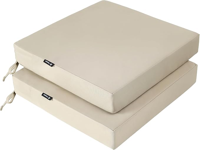 Favoyard Patio Chair Cushions 19 x 19 x 3 Inch Waterproof Outdoor Seat | Cushions for Patio Furniture 3-Year Color Fastness Garden Sofa Couch Chair Pads with Adjustable Straps Set of 2, Beige - Image 7