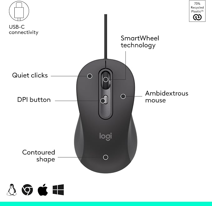 Logitech Signature Slim MK625 for Business Keyboard and Mouse - Graphite | Optical wired mouse, full-size keyboard, plug-and-play, compatible with Windows, Mac, Chrome, PC, laptops, for business - Image 7