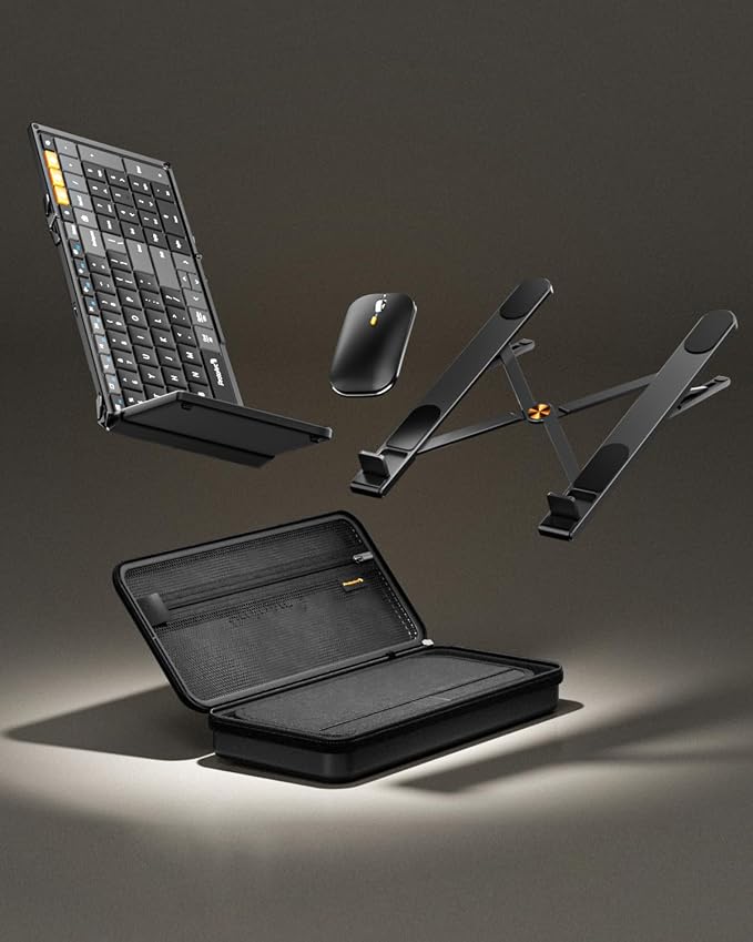 ProtoArc XKM01 CaseUp Foldable Bluetooth Keyboard Mouse Combo | Portable with Laptop Stand, Mobile Work Solution for On-the-Go, Compatible with Laptop PC Macbook, Windows Mac OS - Image 9