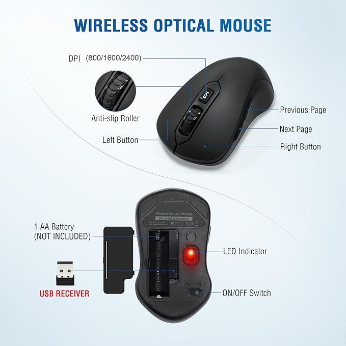 Wireless Keyboard and Mouse Combo, Full-Sized 2.4GHz Comfortable Palm Rest and Optical Wireless Mouse for Windows, Mac OS PC/Desktops/Computer/Laptops(2 Pack) - Image 5