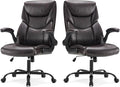 Sweetcrispy Heavy Duty Office Chair, Gaming Desk Chair 2 Pack | Flip-Up Arms, Adjustable Height, PU Leather Swivel Rolling Wheels, Dark Brown by Sweetcrispy