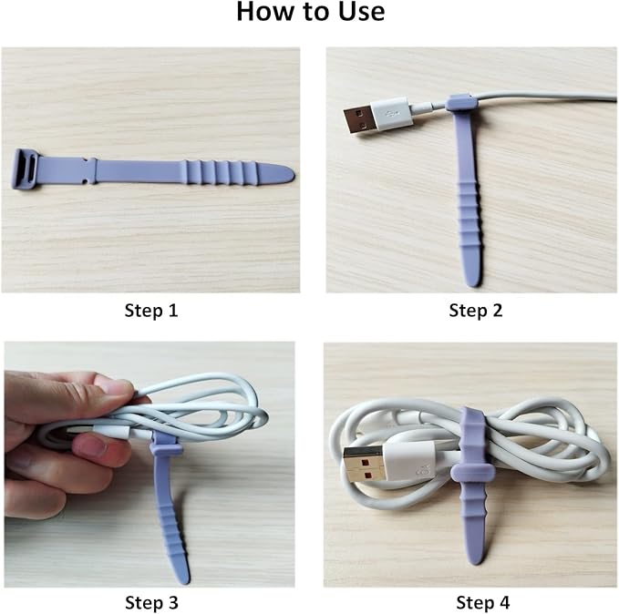 Reusable Silicone Zip Ties Cord Organizer: Silicone Cable Ties Straps for Cable Management - 20PCs 4.5” Pink Elastic Wire Cord Organizer for Home Office and Travel - Image 6