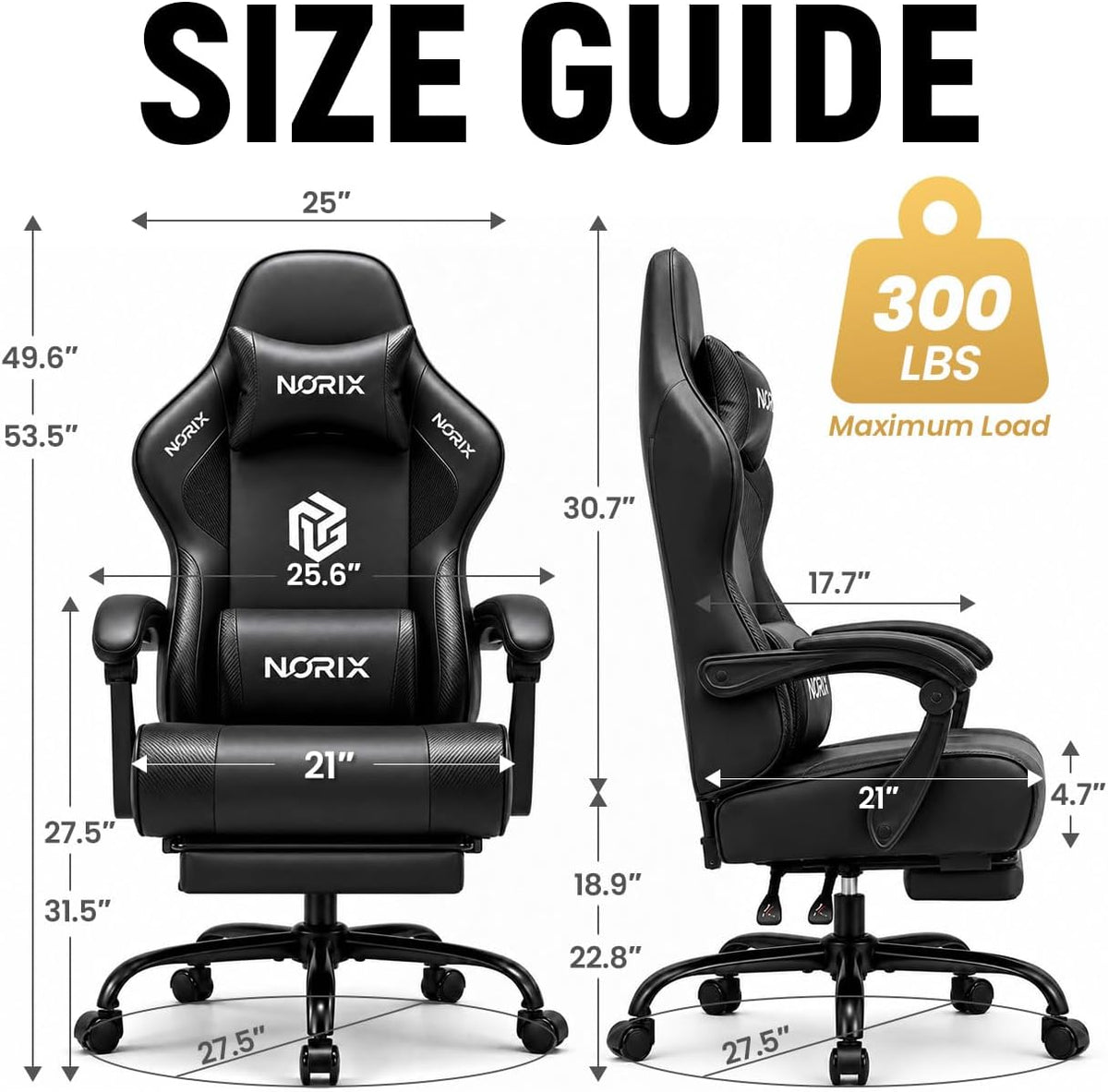 Gaming Chair for Adults with Footrest,Upgraded Ergonomic Chair,Arctic Black - Image 3