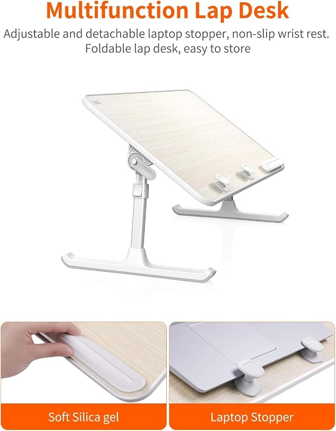 Laptop Desk for Bed, SAIJI Lap Desks Bed Trays for Eating Writing | 5 Heights, 4 Angles, Stable Folding Table for Bed Sofa Desk, Suitable for Laptops up to 17 Inches (60 x 33 cm Black) - Image 4