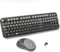 Wireless Keyboard and Mouse Combo - Cute Colorful Mouse and Keyboard 2.4G Full-Sized with 104 Round Keys Retro Typewriter Keyboards for Laptop/Windows/PC - Grey Gradient by FOPETT
