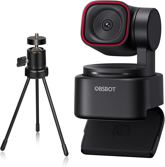 OBSBOT Tiny 3 Lite AI-Powered Spatial Audio 4K Webcam, W Mini Tripod | 1/2" CMOS 4K@30fps HDR 1080p@120fps Tri-Mic Spatial Audio Voice/Gesture Control for Streaming, Gaming, Meeting by OBSBOT
