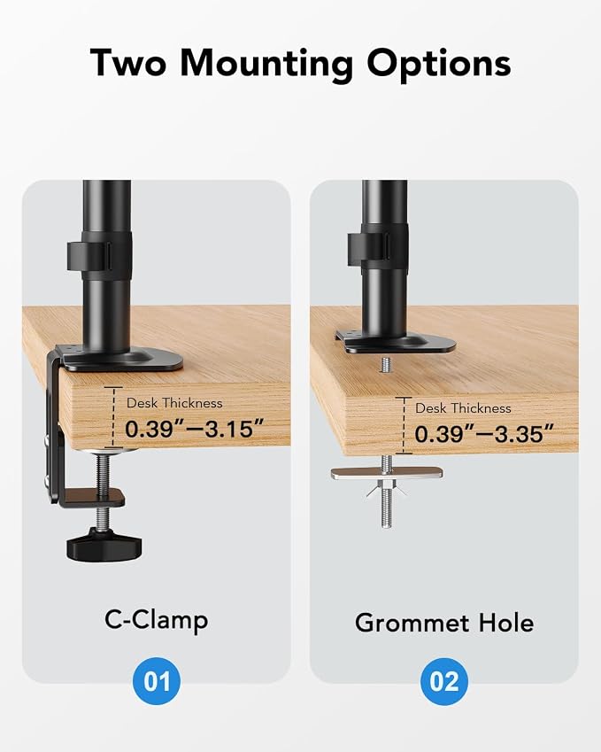 HUANUO Dual Monitor Mount up to 32 inches Screens, Taller Monitor Stand Hold 19.8lbs, Dual Monitor Arm Desk Mount Easy Adjustable with Tilt, Swivel, Rotation, VESA 75/100mm - Image 7