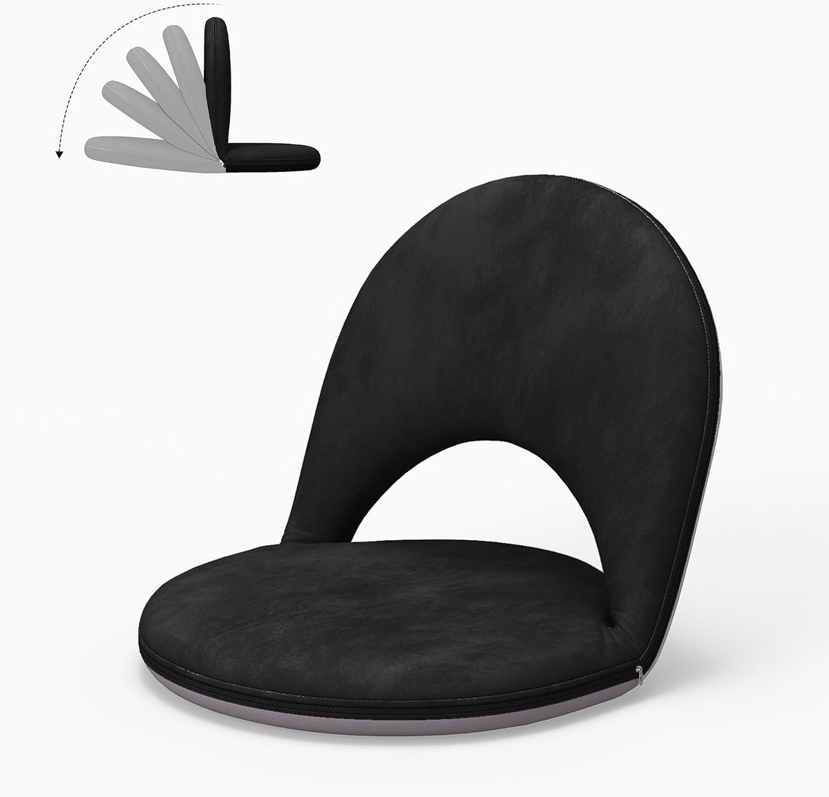 Floor Chair, 5-Position Foldable Floor Chair for Kids with Adjustable Back, Soft Sponge & Velvetean Cover, for Adults and Kids, Indoor Outdoor Use, Meditation, Gaming, Camping (Black) by Cuzobro