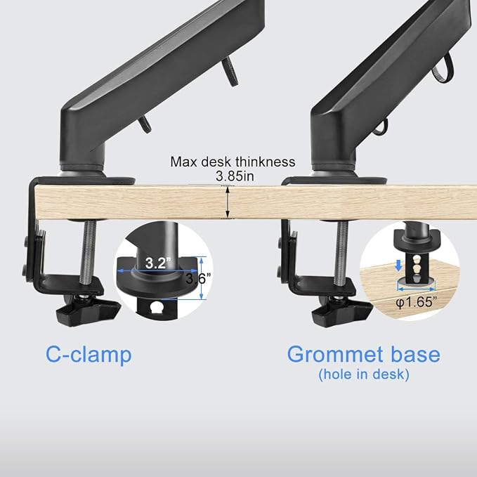 Suptek Single Monitor Arm Fully Adjustable for 17-34-35 Inch Screens | VESA Monitor Mount with Quick Install, Computer Monitor Stand for 32” Monitors, Desk Monitor Mount Holds 24lbs, VESA 75/100mm - Image 5