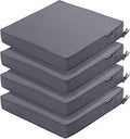 Outdoor Chair Cushions Set of 4, 19 x 19 x 3 Inch Seat Pads | Waterproof Patio Chair Cushions with Tie, Fade Resistant Cushions for Outdoor Furniture Garden Lawn, Dark Grey by COMCAVER