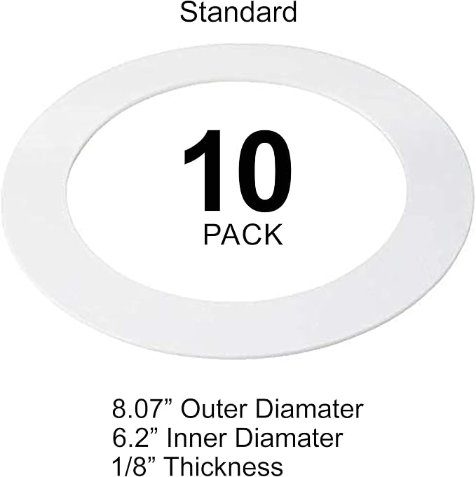 10 Pack Gloss White Goof Trim Ring for 6" Inch Recessed Lighting Trims Can Lighting Down Light, Outer Diameter 8.07 Inches - Image 2