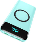 Wireless Portable Charger 30,800mAh,15W Wireless Charging USB C Power Bank,25W PD QC 4.0 Fast Charging 4 Outputs Travel Essentials Battery Pack Compatible with iPhone 17/16/15/14,Galaxy,Android-Green by HETP