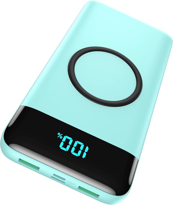 Wireless Portable Charger 30,800mAh,15W Wireless Charging USB C Power Bank,25W PD QC 4.0 Fast Charging 4 Outputs Travel Essentials Battery Pack Compatible with iPhone 17/16/15/14,Galaxy,Android-Green by HETP