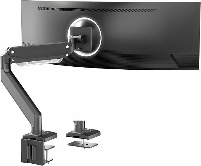 VIVO Premium Aluminum Monitor Arm for Ultrawide Screens up to 49 inches and 33 lbs, Heavy Duty Single Desk Mount, Pneumatic Height, Max VESA 100x100, Black, STAND-V101G1 by Unknown