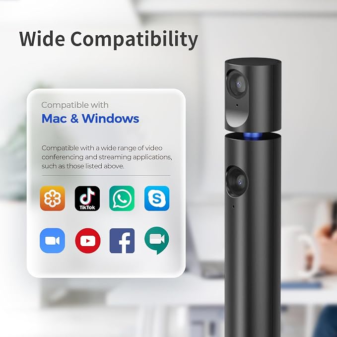 CZUR Halo X Pro Dual Webcam for PC, 1080P Web Camera with Microphone | USB Camera for Computer, 90° View, Plug & Play, Compatible with Windows&Mac, for TikTok/YouTube/Yahoo Messenger - Image 5