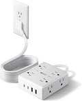 SUPERDANNY Extension Cord,Flat Plug Surge Protector Power Strip,10Ft | 8 AC & 4 USB Ports (2 USB C),Surge Protector with 1050J,Desk Charging Station for Home Office,College Dorm Room Essentials by SUPERDANNY