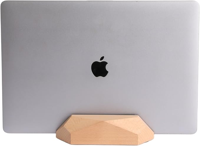 Adjustable Vertical Laptop Stand, MacBook Holder Wood Stand, Wooden Laptop Stand, Vertical Laptop Holder for Desk, Width Adjustable Dock Fits All MacBook/Surface Pro by MOYUART