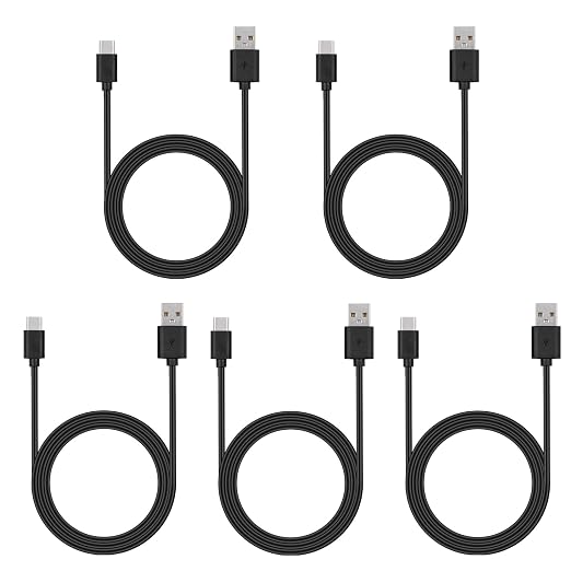 Smays USB to USB C Cable 3ft 5-Pack, Type C Phone Charger Cord Bulk, Black by SMAYS