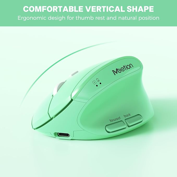 MEETION Wireless Ergonomic Keyboard and Mouse, Split Keyboard Green | Rechargeable split keyboard with wrist rest, 2.4GHz USB receiver and ergonomic mouse for Windows, Mac, PC, laptop - Image 6