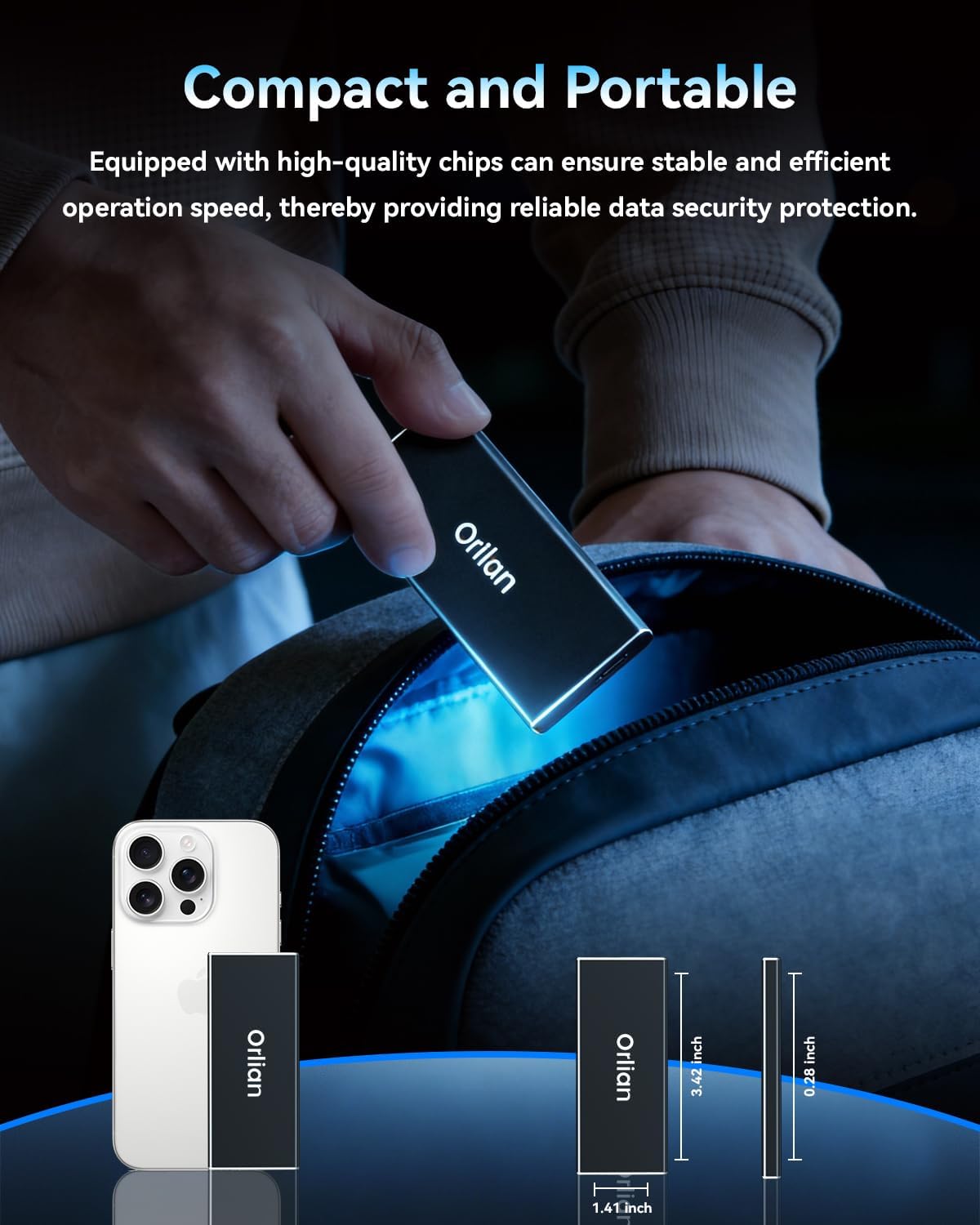 120GB External Portable SSD Solid State Drive USB 3.1 Gen 2 Up to 500MB/s High-Speed Solid State Drive for Phone, Windows, Android, PC and More - Image 8