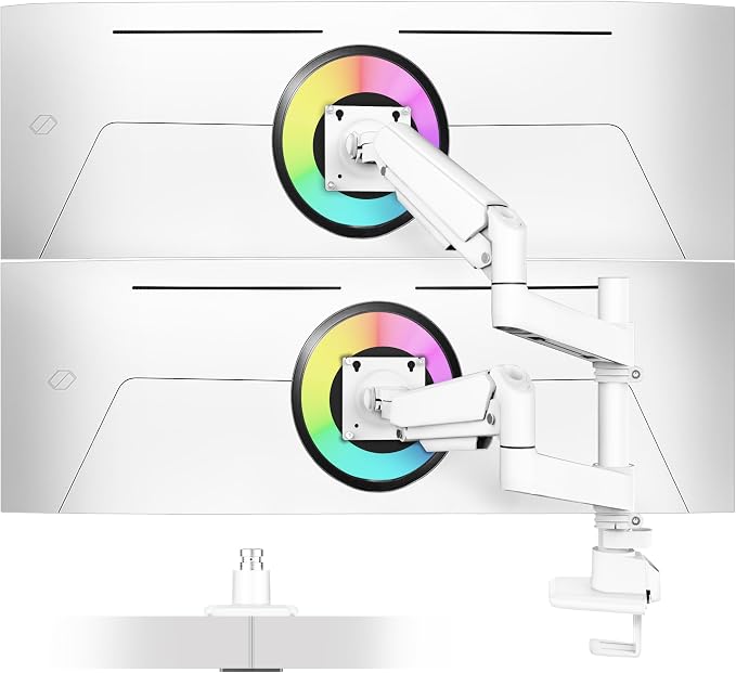 Ergounion Dual Monitor Arm for 13-49 Inch Ultrawide Screens, Heavy Duty Monitor Mount for 2 Monitors up to 44lbs, Full Motion Vertical Stacked Dual Monitor Arm Desk Mount, 75/100mm VESA Mount, White by Ergounion