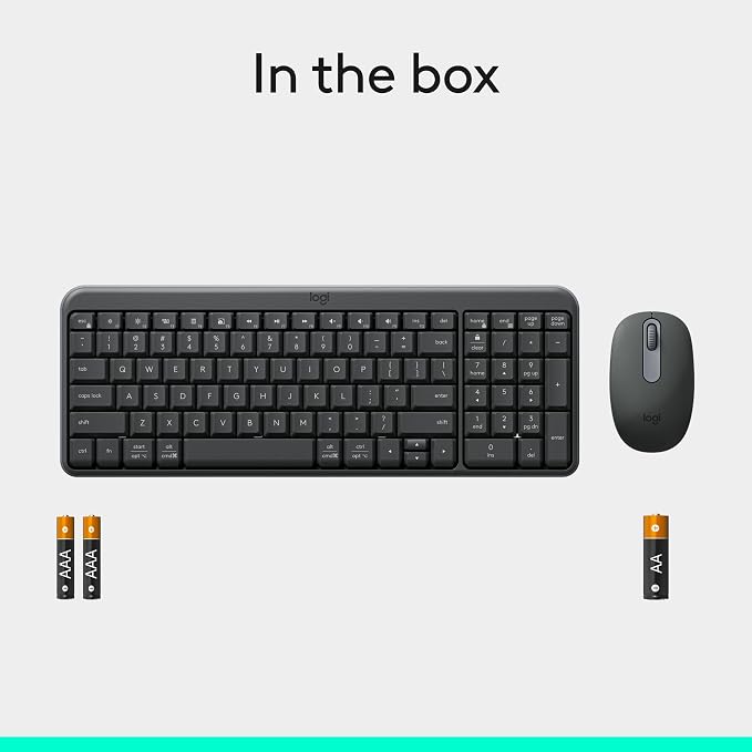 Logitech MK250 Bluetooth Wireless Keyboard and Mouse Combo - Graphite | Bluetooth connection only, compact keyboard with number pad, small ambidextrous M196 mouse with 3 non-customizable buttons - Image 9