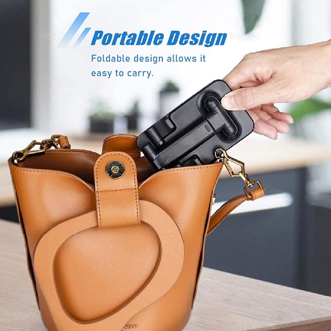 Phone Stand for Desk, Cell Phone Holder Cute Smart Cellphone Stand Foldable Stands Compatible with Under 8" Devices, Office Accessories, Deep Black - Image 5