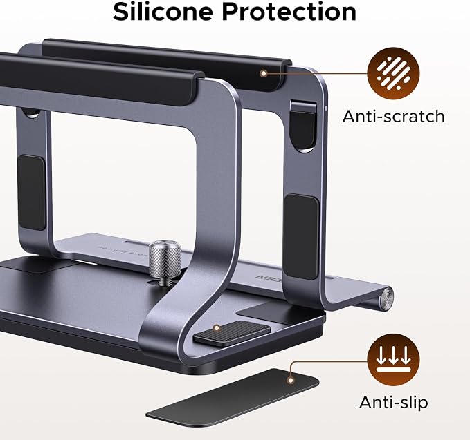 UGREEN 2-in-1 Laptop Stand for Desk, Horizental & Virtical Laptop Holder | Durable Aluminum Stand for Stability with Silicone Protection, Fits 13-16.2 inch Laptops and Tablets, Grey - Image 5