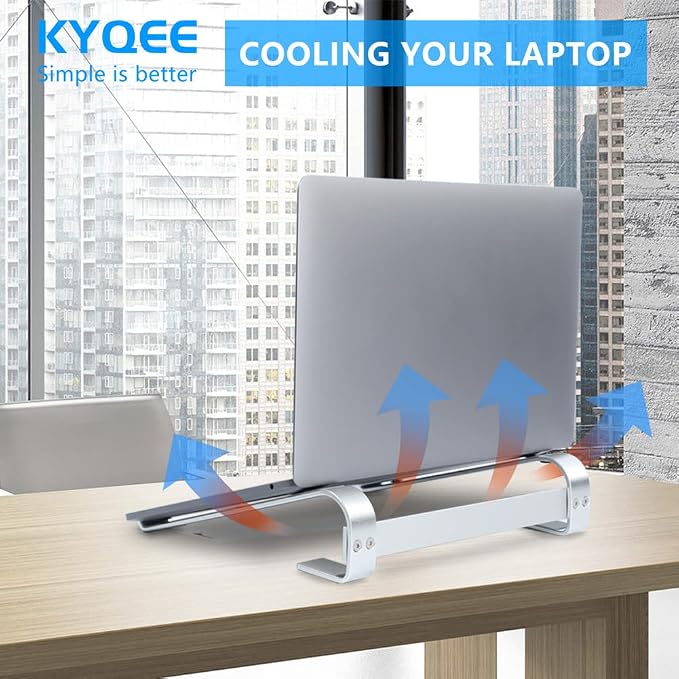 Laptop Stand for Desk, Ventilated Aluminum Laptop Riser, Silver | Stable Typing Support, Fixed 17° Angle, 2.5 in Lift, Silicone Pads, Open Airflow, Fits Most 11–16 in Laptops, Tool Included - Image 6