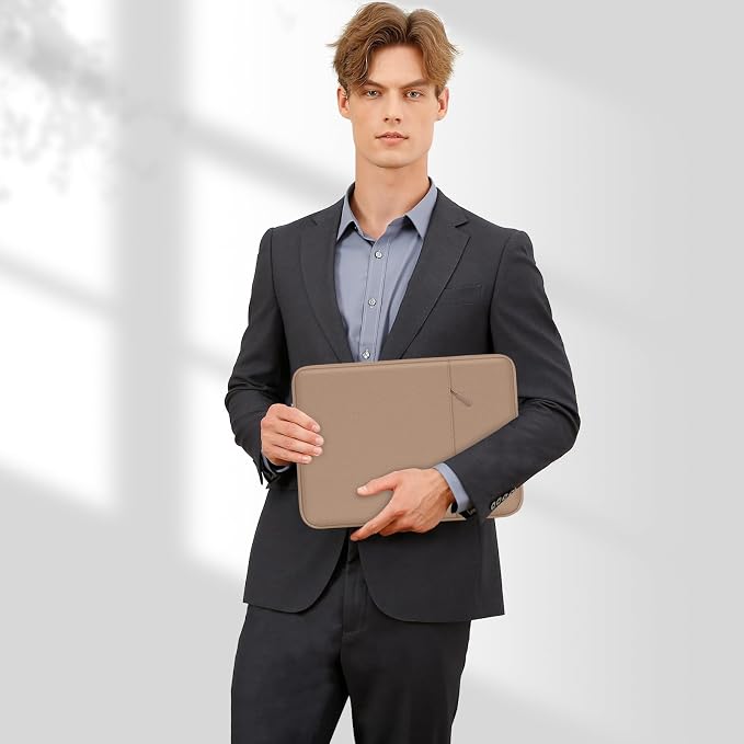 MOSISO Laptop Case 14 inch, Laptop Sleeve Bag with Pocket | Compatible with HP Lenovo Dell ASUS Acer, HP Stream, Dell Latitude, Polyester Vertical Computer Bag, Bronze Brown - Image 7