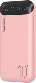 YOBON Power Bank 10000mAh Portable Charger Slim Battery Pack with 2 USB 2.4A Outputs and USB C in/Out Compatible with Huawei iPhone 16 15 14 13 12 iPad Samsung Galaxy S20 Android Tablet (Light Pink) by YOBON