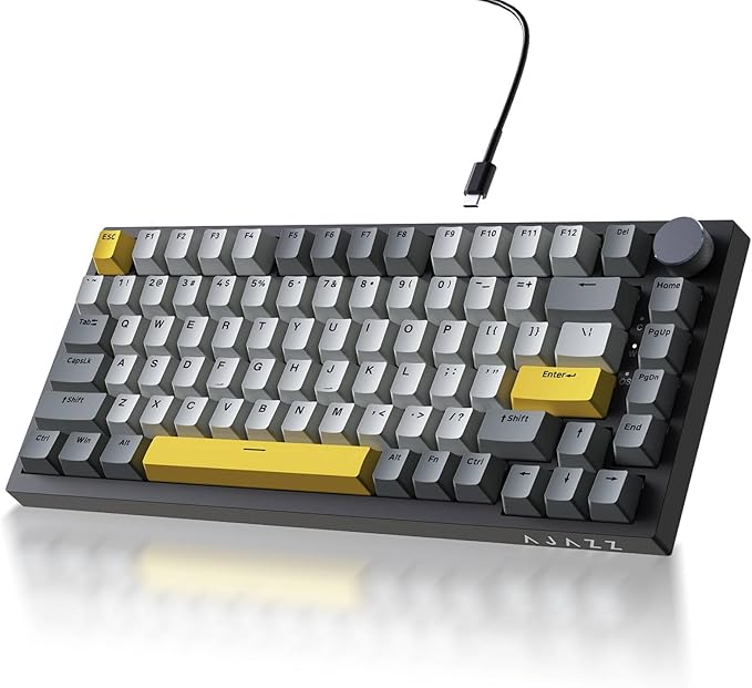 Ajazz AK820 TKL 75% Hot Swappable Mechanical Keyboard with Volume Knob, Gasket Mount Wired Gaming Creamy Keyboard, Pre-lubed Linear Switch, South-Facing RGB, PBT Keycaps by DAIDAI