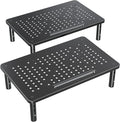 ELIVED 2 Pack Monitor Stand Riser - 3 Height Adjustable Monitor Stand | for Laptop, PC, Printer, Mesh Metal Monitor Riser for Desktop Organizer by ELIVED