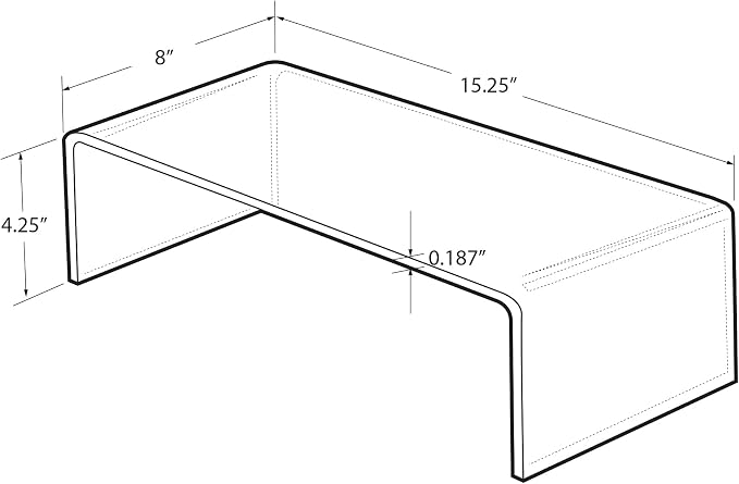 Azar Displays 515338-1PK Acrylic Laptop Stand, Computer Riser for Desk, Monitor Stand, Closet Organizer for Clothes & Shoes, Cabinet Display for Accessories and Décor (3/16" thick acrylic) 15"x7.75 x 4.5 - Image 2