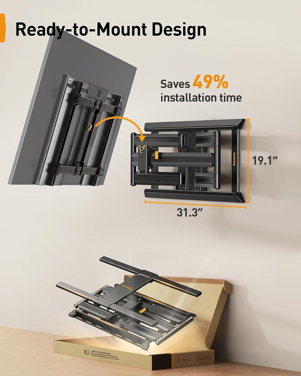 Perlegear Full Motion TV Mount for 55–120 inch TVs up to 225 lbs - Image 7