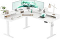 Agilestic L Shaped Standing Desk with Monitor Shelf, 63 Inch, White | Electric Height Adjustable, Dual Monitor Setup, Spacious Corner Desktop, Sturdy Steel Frame, Memory Presets, 264 lbs by Agilestic