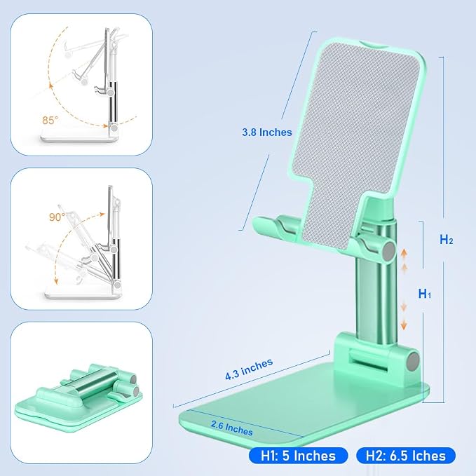 Phone Stand for Desk, Cell Phone Holder Cute Smart Cellphone Stand Foldable Stands Compatible with Under 8" Devices, Office Accessories, Pink - Image 5