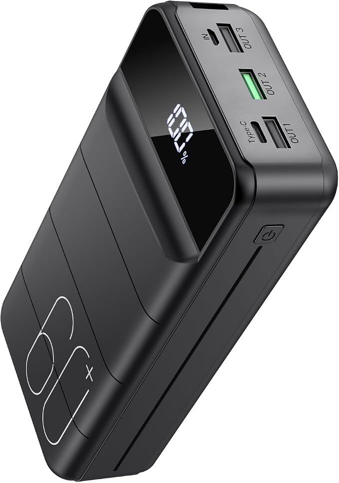 Portable Charger 60000mAh Power Bank 22.5W Fast Charging USB C Battery Pack | 4 Outputs, LED Display, External Portable Cell Phone Charger for iPhone 17/16/15/14 Pro, Android, Samsung Galaxy, Etc by Nuxgal+Power