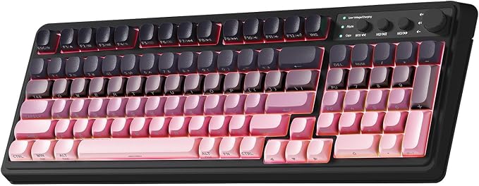AULA 99 Key Keyboard, Wireless Gaming Keyboards Creamy Sounding Keyboard | Membrane Keyboard,Side Printed Keycaps,RGB Backlit,Tri-Mode BT/2.4GHz/USB-C,2000mAh Rechargeable Thocky Computer Keyboards by AULA