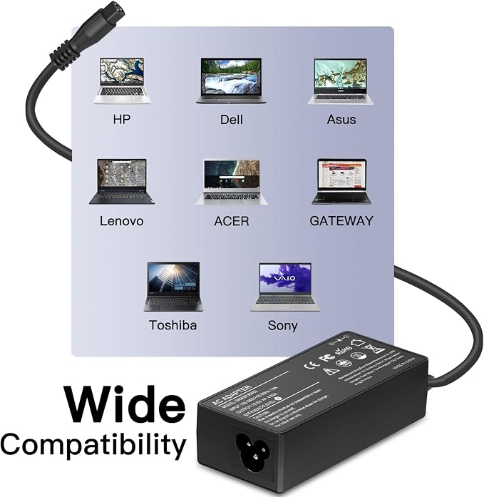 90W WENYAA Universal Laptop Charger Compatible with HP Dell Asus Lenovo Acer Sony Gateway Notebook Ultrabook AC Adapter Chromebook Power Supply Cord with 16 Tips - Image 6