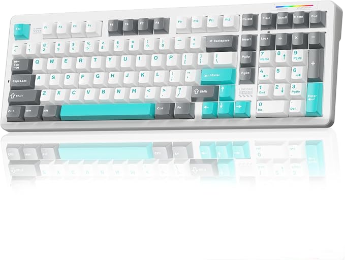 LINGBAO K98 96% Mechanical Creamy Wireless Gaming Keyboard With Number Pad | BT5.0/2.4G/USB-C, Gasket Custom Hot-Swappable Keyboard, 10000mAh Battery, RGB Backlit, Creamy Sound for Windows Mac PC Gamers by CORBOBO