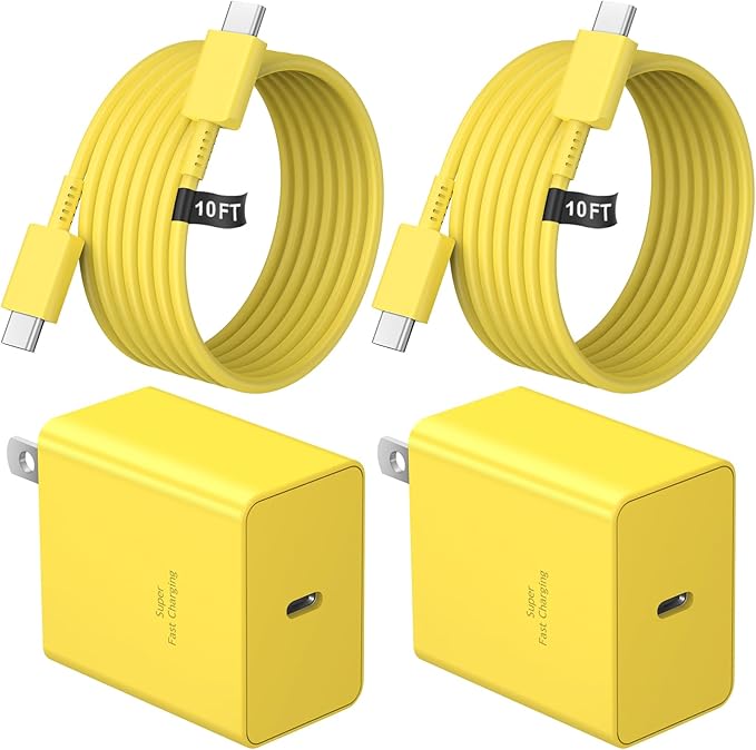 USB C Charger Type C Charger Fast Charging Long 10FT 45W Samsung Charger | for iPhone Air/17 Plus/17 Pro/17 Pro Max/16 Plus/16 Pro Max/15 Pro Max/iPad Pros/Samsung Galaxy S26/S25,Android(Yellow) by NOVOBIT