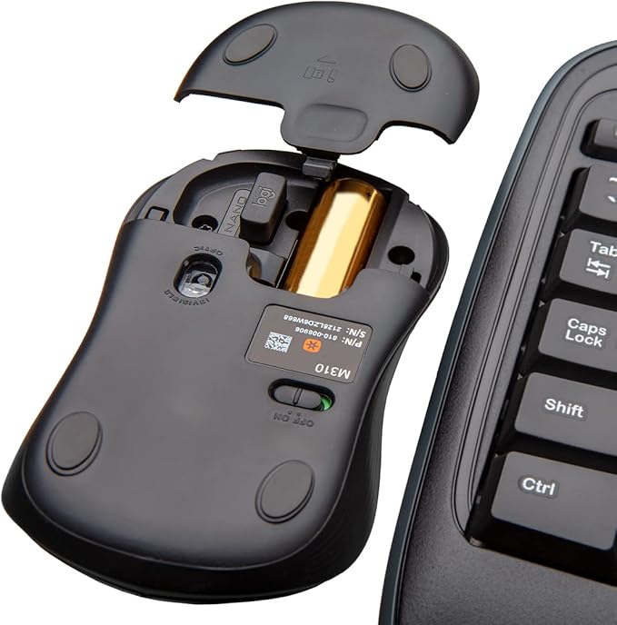 Logitech MK335 Full Size Quiet Wireless Keyboard Mouse Combo - Black/Silver | Full size low-profile quiet keyboard, full size ambidextrous contoured mouse with rubberized side grips, Windows ChromeOS - Image 6